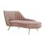 Plush Pink Velvet & Gold Stainless Steel Contemporary Chaise