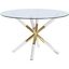 48" Round Glass Dining Table with Acrylic and Gold Base