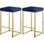 Navy Velvet and Gold Metal Counter Stool Set, 26.5" Height