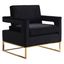 Noah Sleek Modern Black Velvet Accent Chair with Gold Base