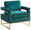 Noah Green Velvet Accent Chair with Gold Base