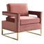 Noah Pink Velvet Accent Chair with Gold Base