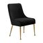 Black Velvet Upholstered Parsons Side Chair with Gold Legs