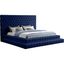 Navy Velvet Tufted King Bed with Tall Headboard