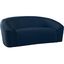 Navy Velvet & Faux Leather Contemporary Loveseat