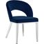 Elegant Blue Velvet Upholstered Side Chair with Wooden Accents