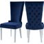 Regal Navy Velvet High-Back Dining Chair with Chrome Legs