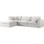 Gray Linen Fabric Four Piece Sectional with Ottoman