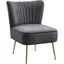 Grey Velvet Accent Chair with Gold Steel Legs