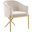 Elegant Cream Velvet Upholstered Arm Chair with Gold Metal Legs