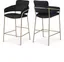 Yara Black Velvet and Brass Counter Stool