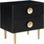 Zayne Contemporary Black Nightstand with Brushed Gold Metal Accents