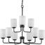 Merry 9-Light Matte Black Etched Glass Contemporary Chandelier