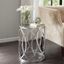 Silver Geometric Metal and Glass Round Accent Table