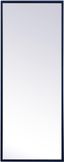 Sleek Blue and Silver Contemporary Wall Mirror 14" x 36"