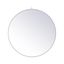 Contemporary White Wood 39" Square Wall Mirror with Metal Accents