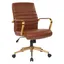 Saddle Brown Faux Leather Office Chair with Gold Frame