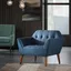 Blue Mid-Century Modern Wood Accent Chair with Button Tufting