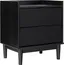 Black Solid Pine 2-Drawer Mid-Century Modern Nightstand