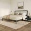 Black King Mid-Century Modern Pine Wood Bedframe with Slatted Headboard