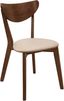Beige Faux Leather Parsons Side Chair with Wood Accents