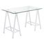 Middleton 54" Modern Writing Desk with Beveled Glass Top and White Base