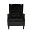 Handcrafted Black Velvet Wingback Recliner with Wood Legs