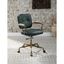 Elegant Emerald Green Leather Executive Swivel Chair with Gold Metal Base