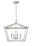 Elegant Satin Nickel 4-Light Indoor/Outdoor Geometric Pendant