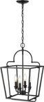 Matte Black Metal 4-Light Pendant - 22" Tall and 15" Wide