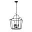 Matte Black Metal 4-Light Pendant - 22" Tall and 15" Wide