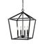 Sleek Matte Black Steel 4-Light Island Pendant for Indoor/Outdoor