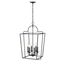 Elegant Matte Black 6-Light Indoor/Outdoor Pendant with Glass Accents