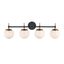 33" Matte Black and Modern Gold Dimmable Vanity Light with Glass Globe Shades