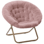 Chic Pink Faux Fur Papasan Chair with Sturdy Metal Frame