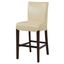 Cream Leather and Wood Adjustable Counter Stool