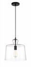 Coal Clear Glass Drum Pendant Light with Dimmable Incandescent Bulb