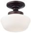 Brushed Bronze and Opal Glass Semi-Flush Mount Light