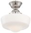 Polished Nickel Opal Glass 1-Light Semi-Flush Mount