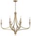 Brushed Honey Gold 40" 6-Light Candle Chandelier