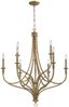 Elegant Brushed Honey Gold 9-Light Candle Chandelier