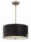 Weathered Antique Brass 3-Light Drum Pendant with Black Linen Shade