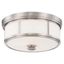 16" Brushed Nickel and Glass Drum Flush Mount Ceiling Light