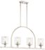 Transitional Polished Nickel 4-Light Linear Chandelier with Clear Glass Shades