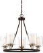 Elegant Bronze & Crystal 5-Light Chandelier with Clear Glass Shades