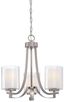 Brushed Nickel Mini 3-Light Chandelier with Etched Glass