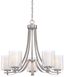 Elegant Brushed Nickel 5-Light Chandelier with Etched White Glass