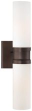 Elegant Copper Bronze Patina Dimmable Wall Sconce with Etched Opal Glass