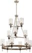 Stone Grey and Brushed Nickel 12-Light Chandelier with Clear Seedy Glass