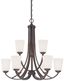 Overland Park Vintage Bronze 9-Light Chandelier with Etched White Glass